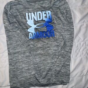 Under Armour Heather Gray Shirt with Blue Logo